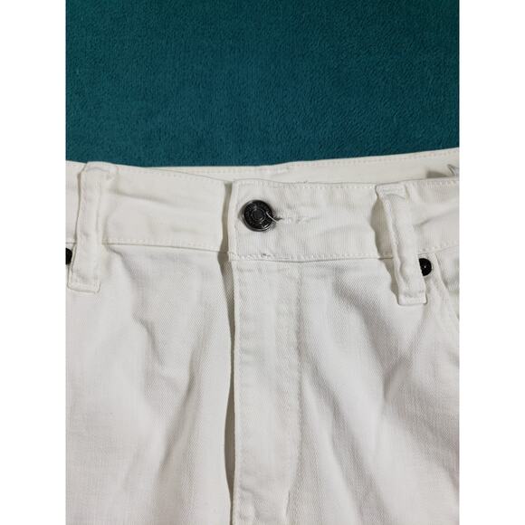 Kan Can Jeans Size 13 Womens White Stretch Fray Hem Pants Mid Rise Ladies Ankle - Picture 6 of 13